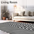 Bold Black White Zigzag Pattern Rug