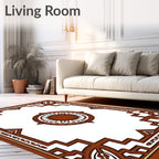 Brown Geometric Sunburst Style Rug