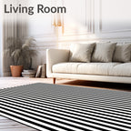 Bold Black White Stripped Pattern Rug