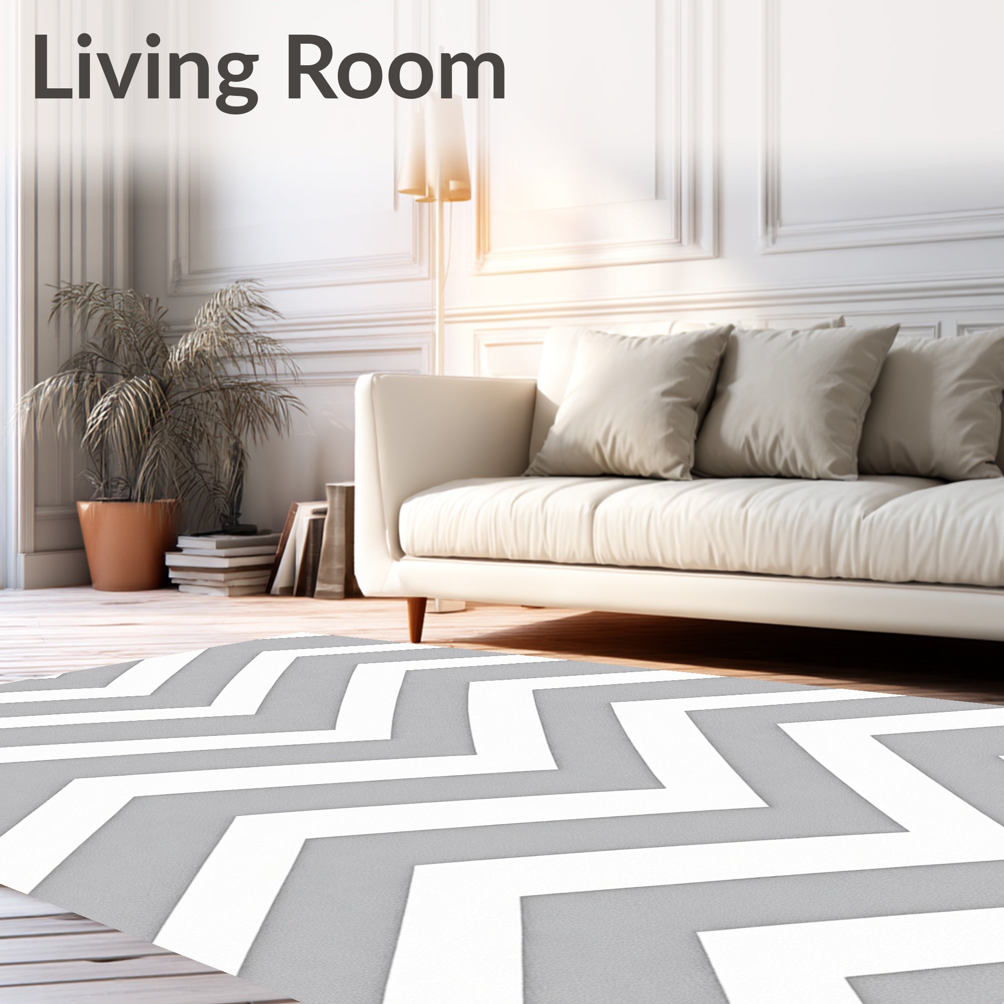 Gray White Chevron Pattern Design Rug
