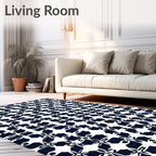 Classic Indigo Abstract Geometric Pattern Rug