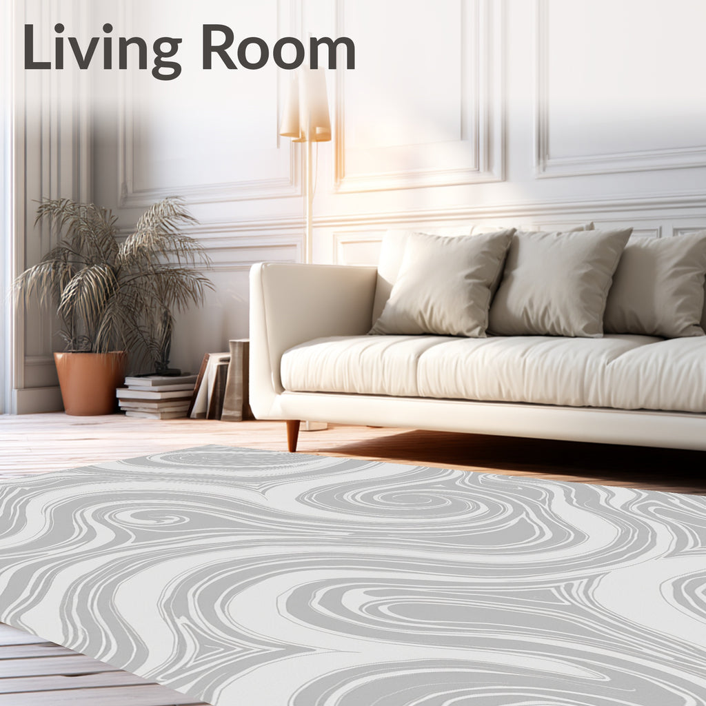 Monochrome Swirl Abstract Pattern Rug