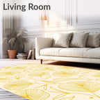 Golden Ginkgo Leaf Pattern Rug