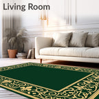 Gold Floral Flourish Border Rug