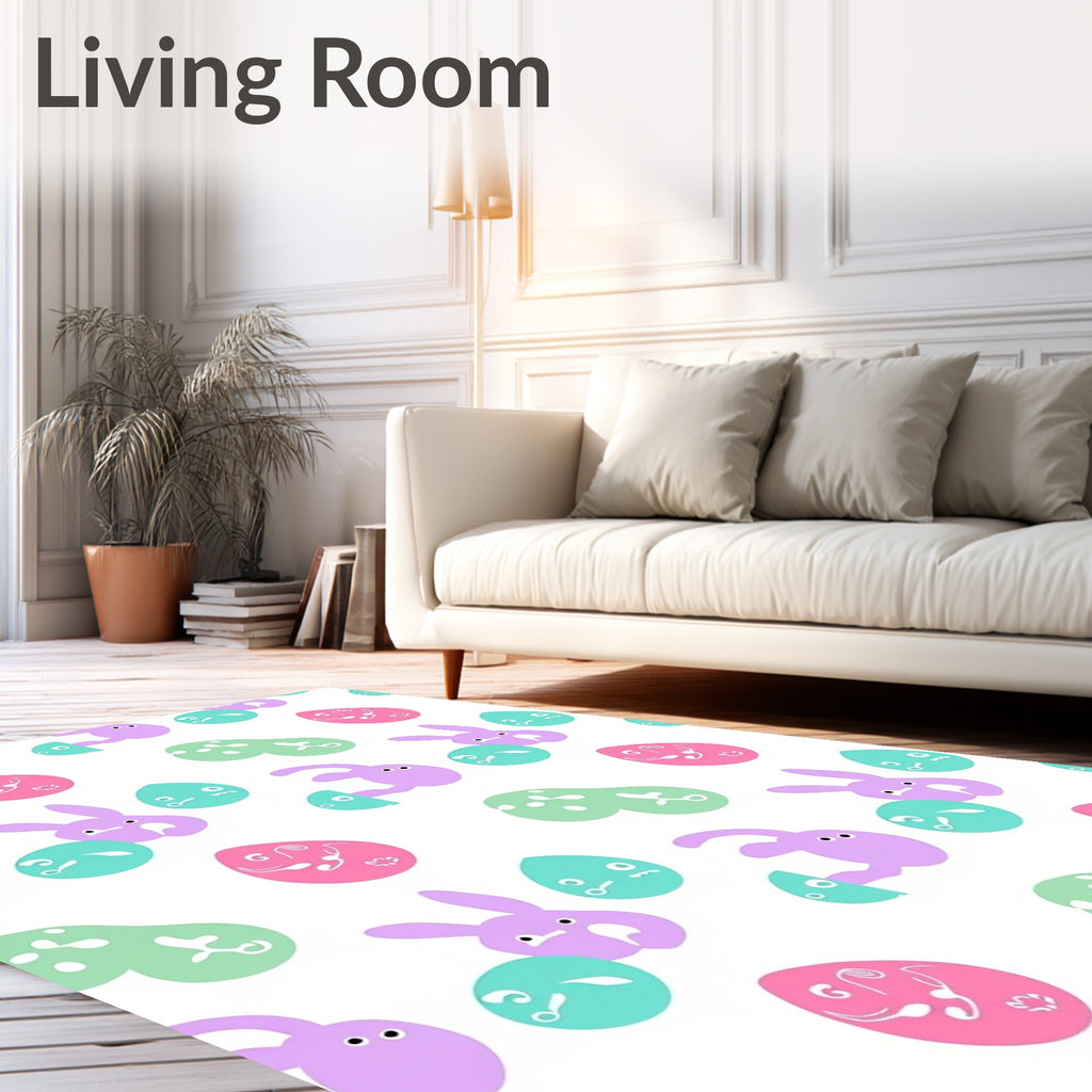 Cute Bunny Egg Pattern Design Rug
