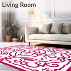 Ornate Red And White Floral Design Rug