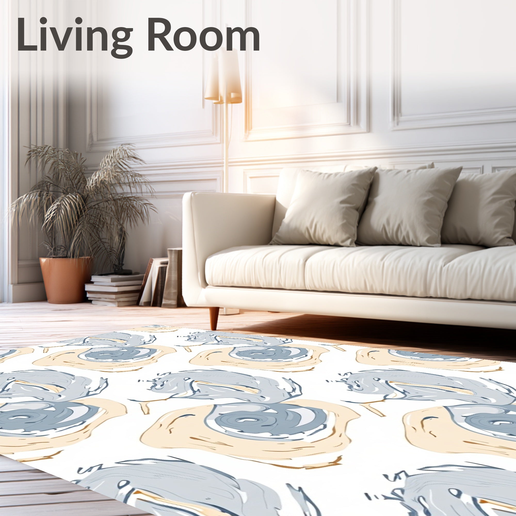 Soft Swirl Organic Blue Beige Pattern Rug