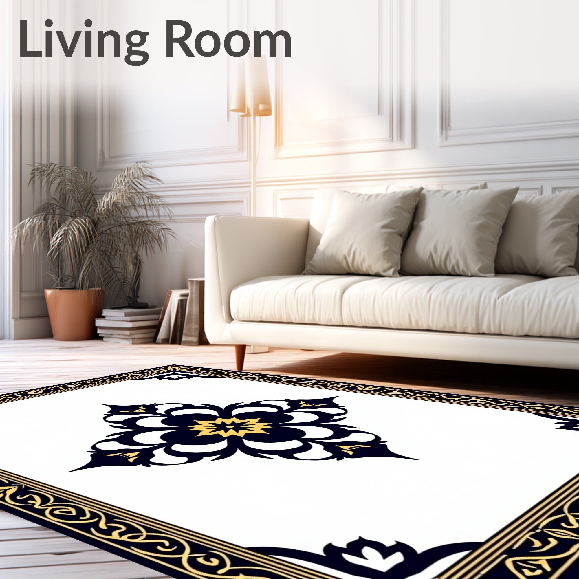 Elegant Floral And Bordered Design Rug