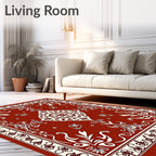 Classic Red Floral Medallion Pattern Rug