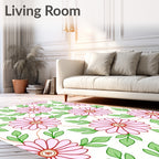Delicate Pink Daisy Floral Pattern Rug