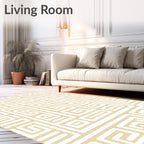 Minimalist Beige Geometric Maze Rug
