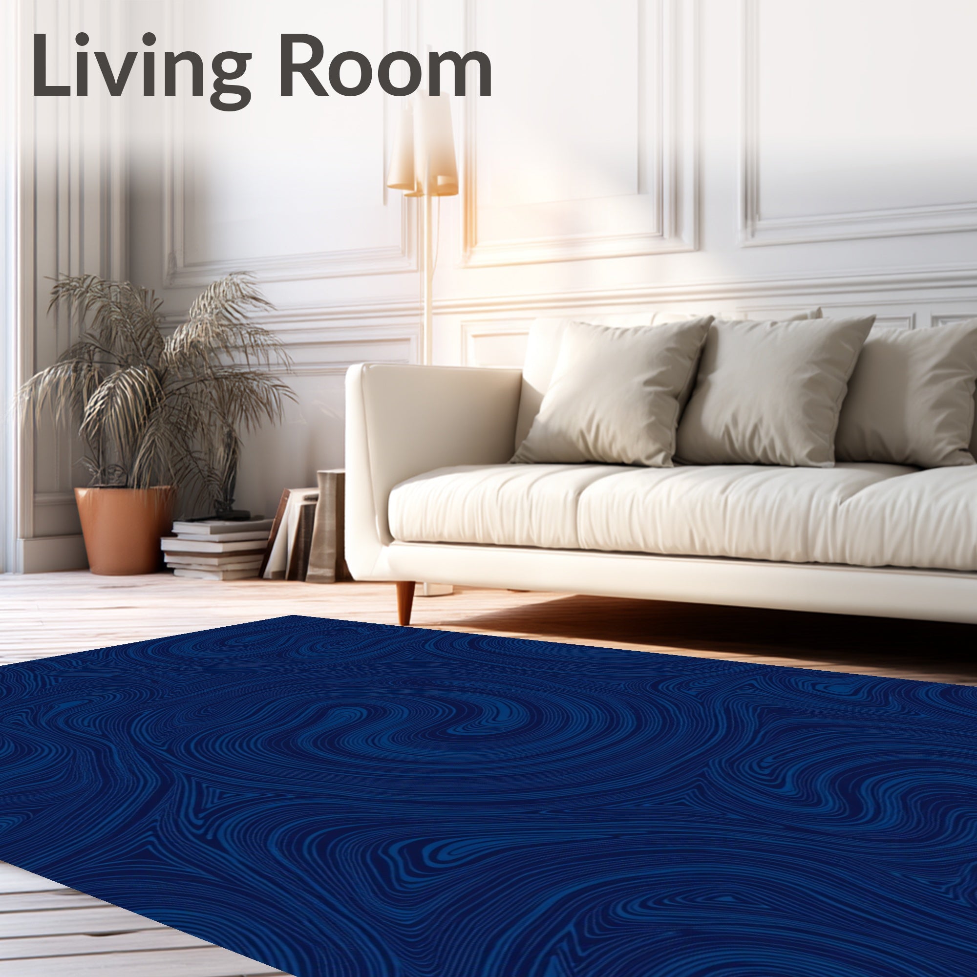 Deep Blue Swirl Pattern Design Rug