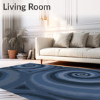Abstract Swirl Blue Agate Design Rug