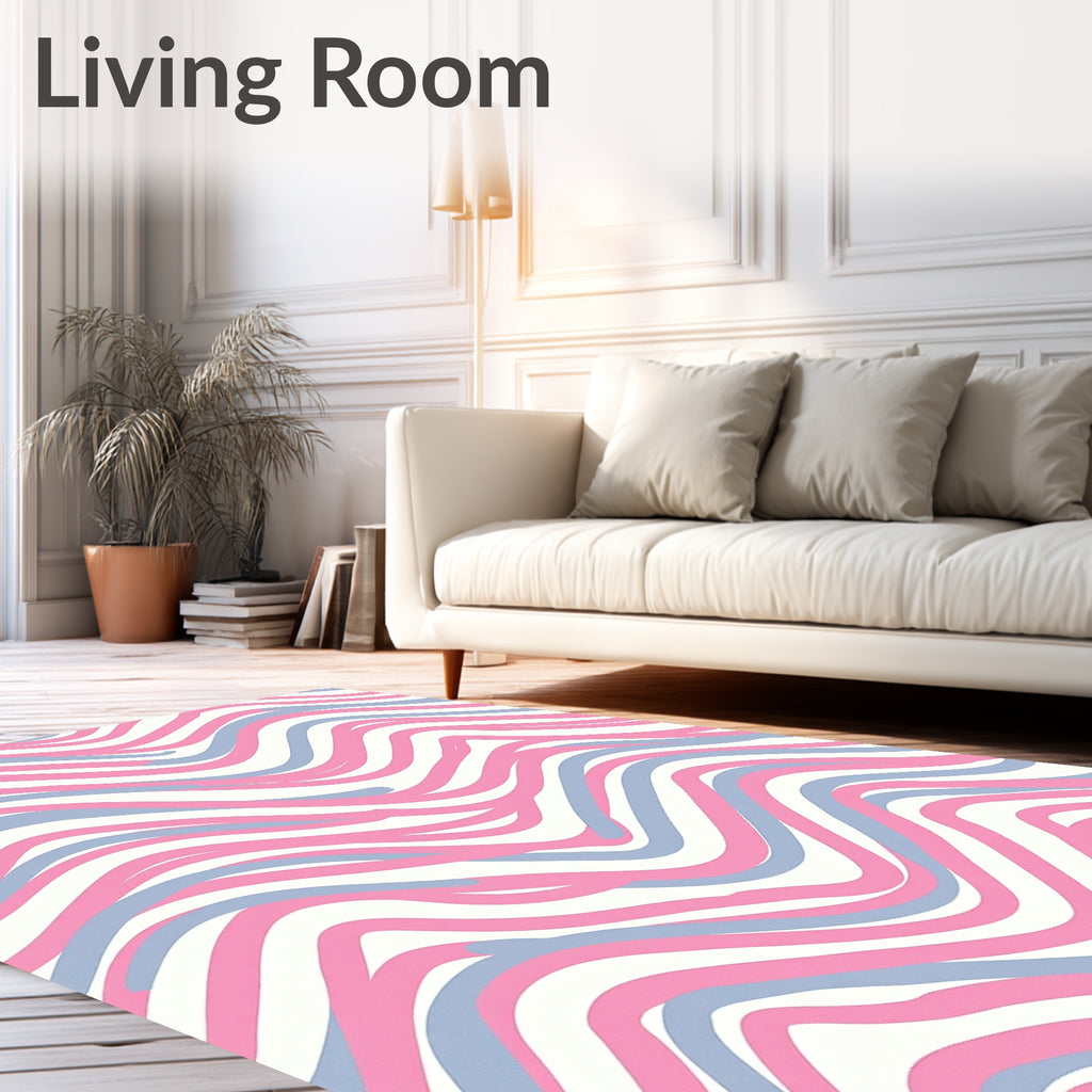 Pink Blue Wave Pattern Rug