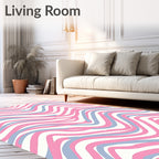 Pink Blue Wave Pattern Rug