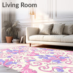 Soft Pink Lavender Floral Damask Rug