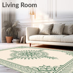 Vintage Floral Bordered Mandala Design Rug
