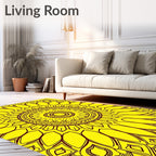 Radiant Yellow Sunflower Mandala Design Rug