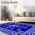 Elegant Blue White Floral Medallion Rug