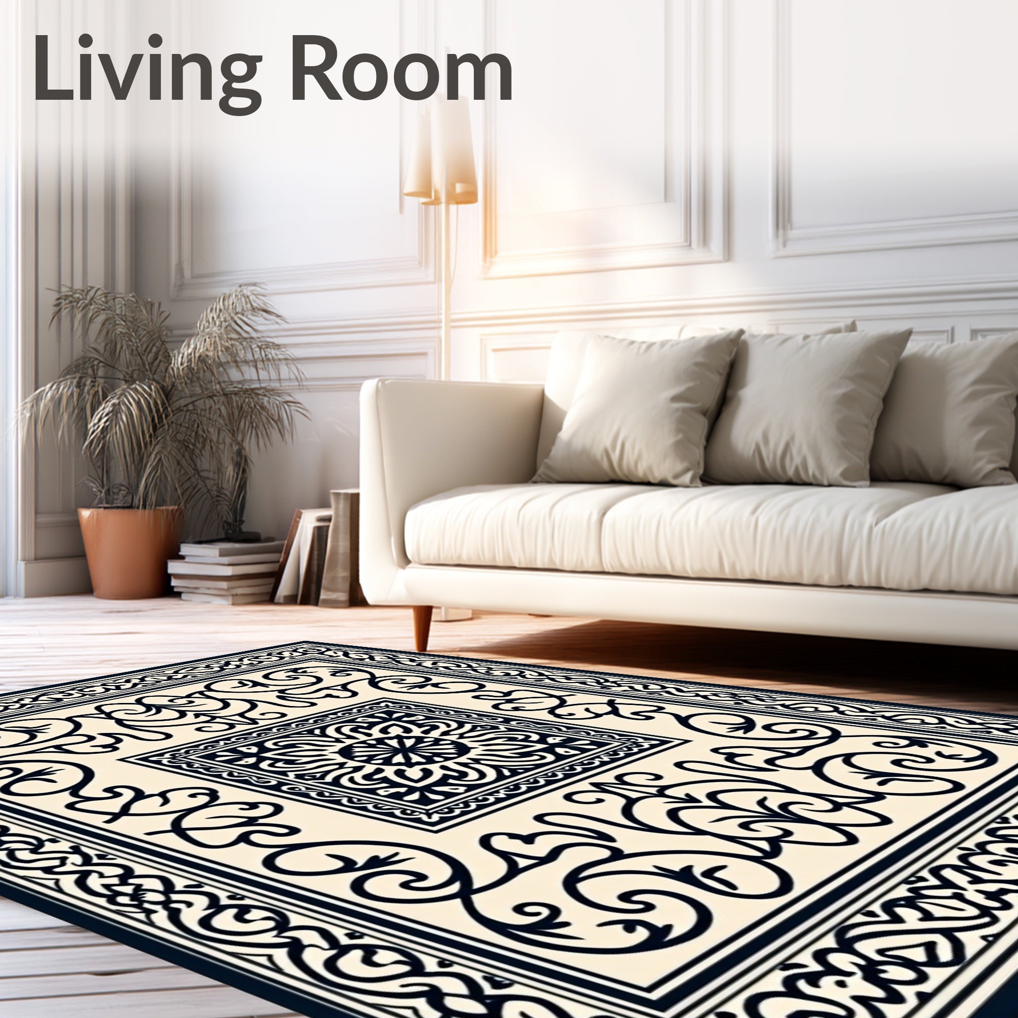 Classic Black and White Mandalas Rug