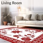 Red Rose Floral Art Rug