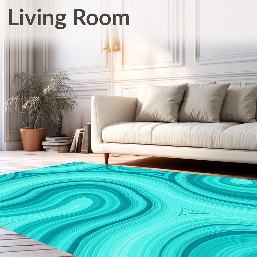 Blue Swirl Triangles Abstract Design Rug