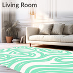 Swirling Aqua Line Art Pattern Rug