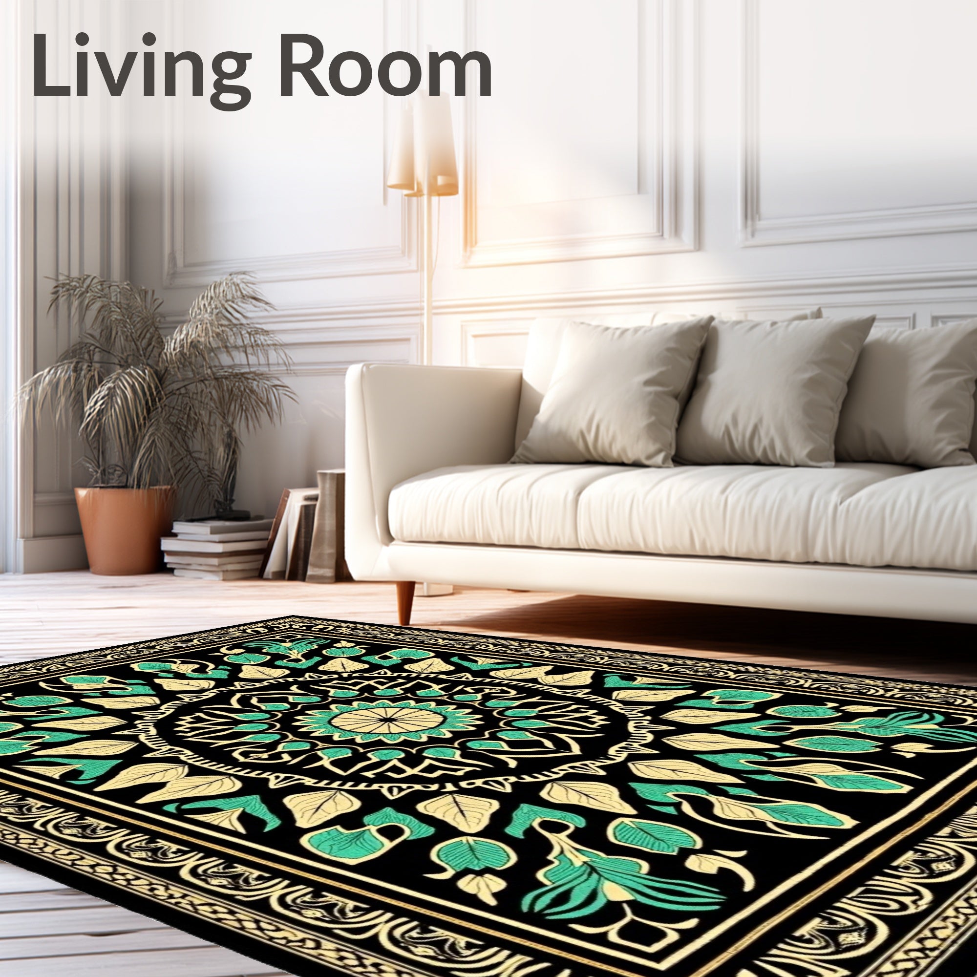 Intricate Floral Mandala Patterned Rug