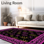 Pink Yellow Leafy Border Rug