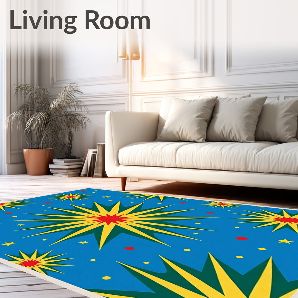 Bold Starbursts Dot Pattern Rug