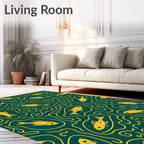 Yellow Fish Amidst Swirling Lines Design Rug
