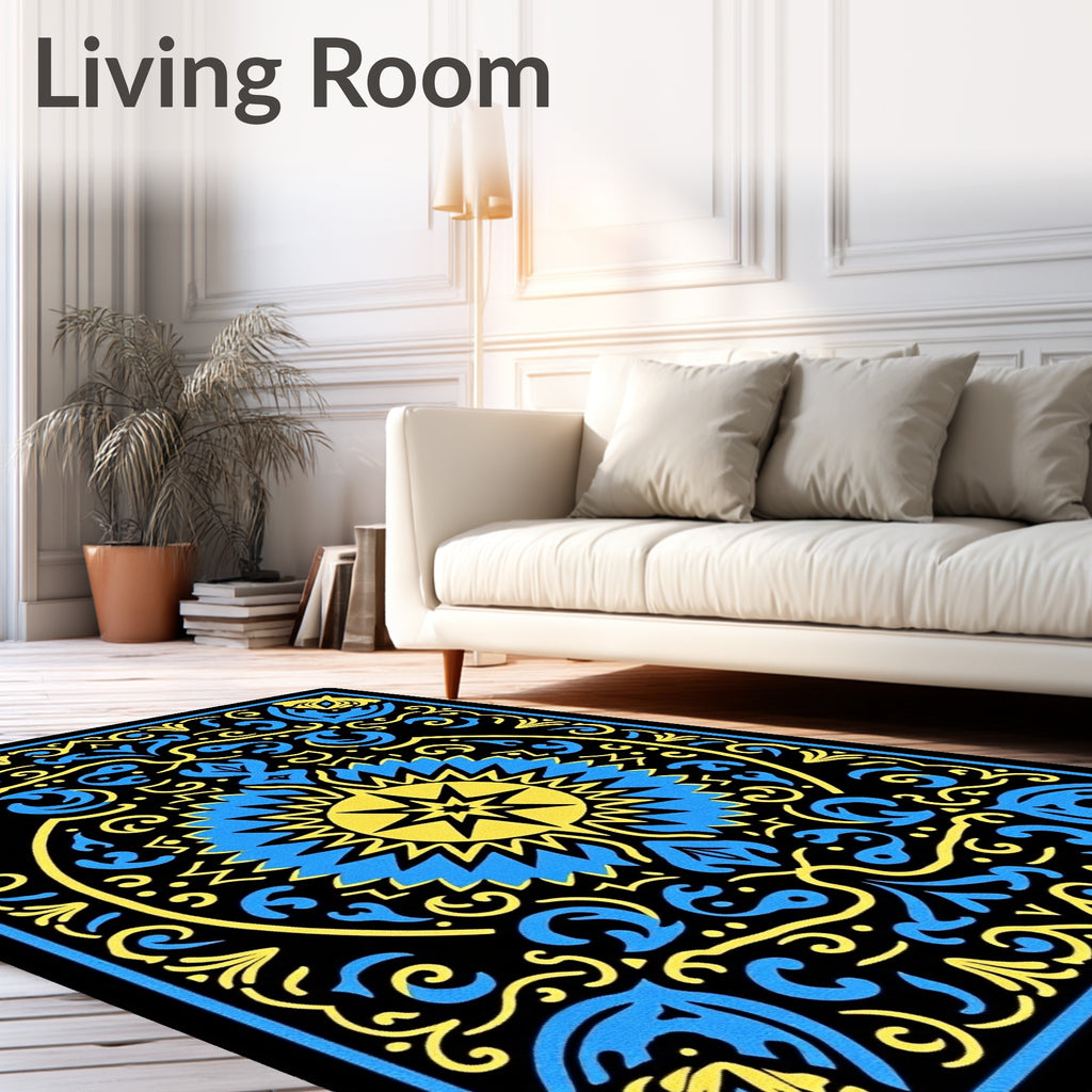 Bold Starburst Floral Patterned Rug