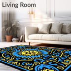 Bold Starburst Floral Patterned Rug
