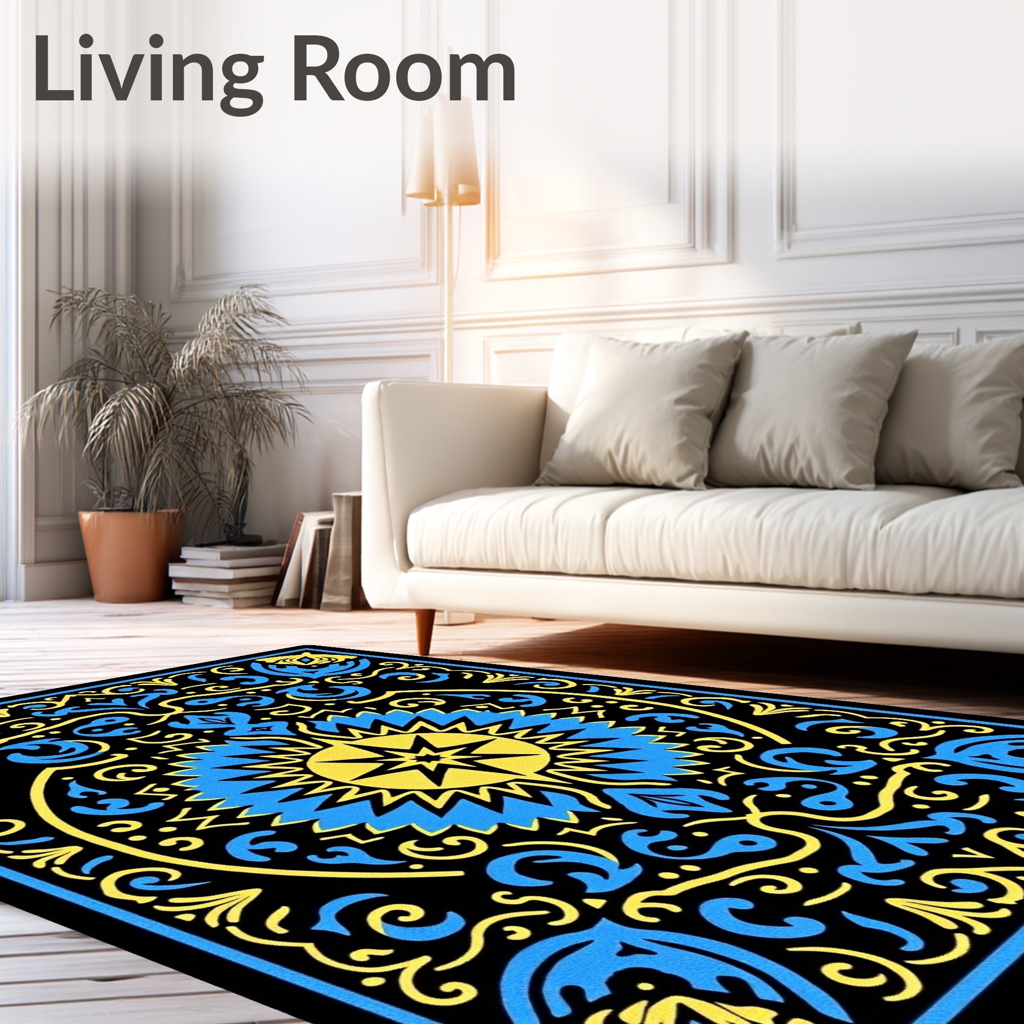 Bold Starburst Floral Patterned Rug