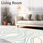 Blue Wave Pattern Cream Rug