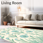 Pastel Blue Daisy Pattern Rug