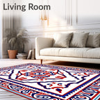 Red Blue Classic Intricate Pattern Rug
