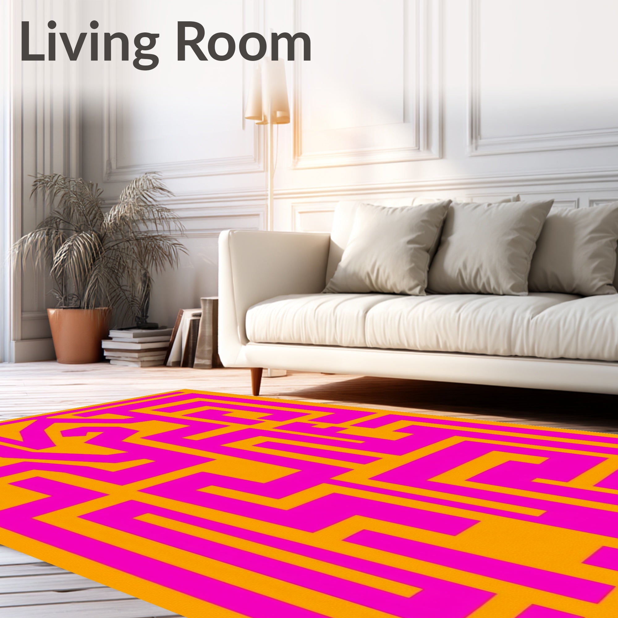Bold Maze Patterned Geometric Rug