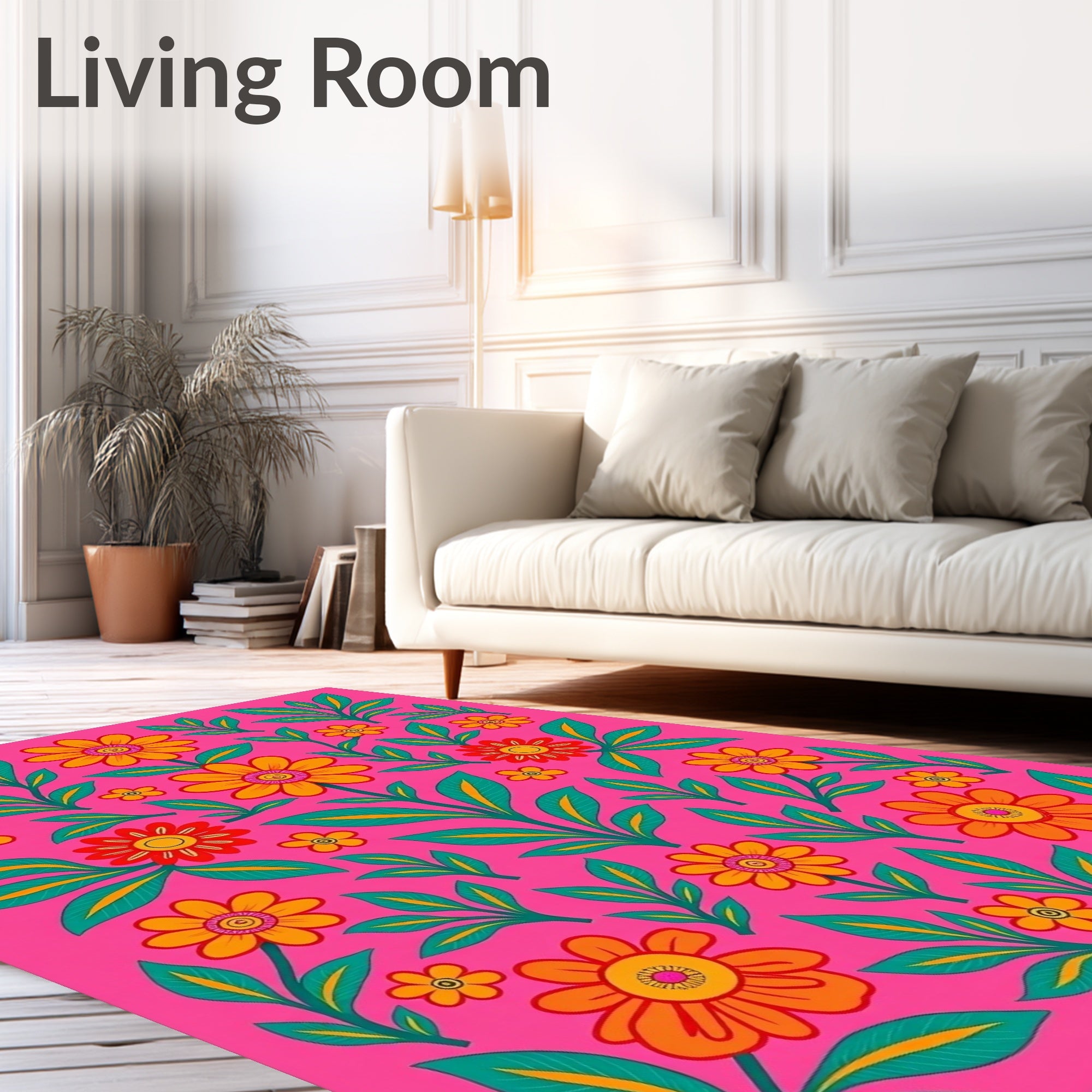 Vibrant Floral Botanical Pattern Rug