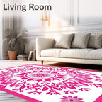 Vibrant Pink Mandala Floral Design Rug