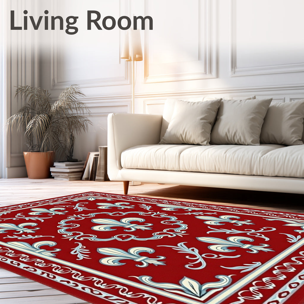 Classic Fleur De Lis Regal Red Rug