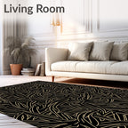 Black Gold Abstract Woven Pattern Rug