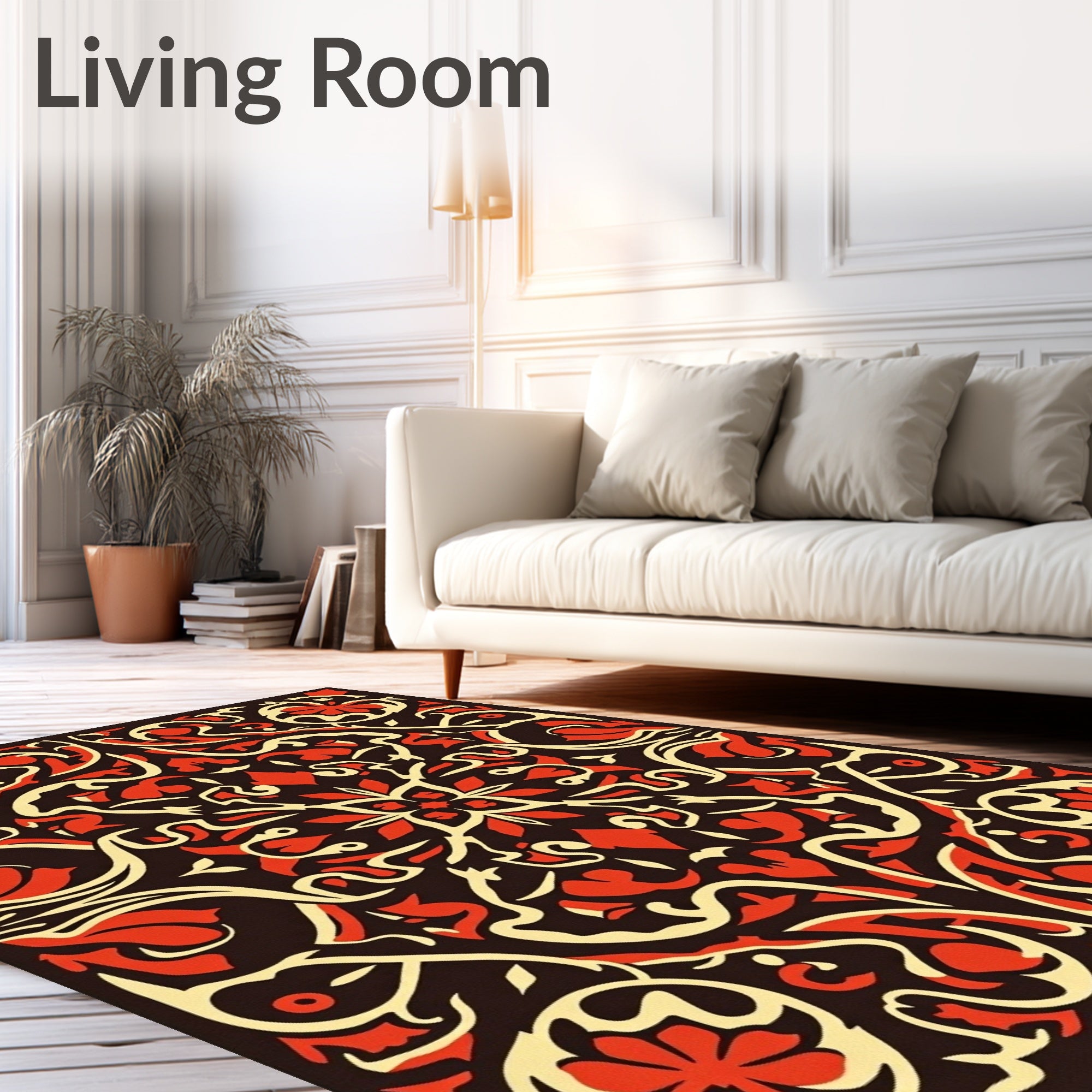 Ornate Floral and Vine Pattern Rug