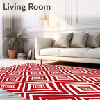 Red White Diamond Illusion Rug