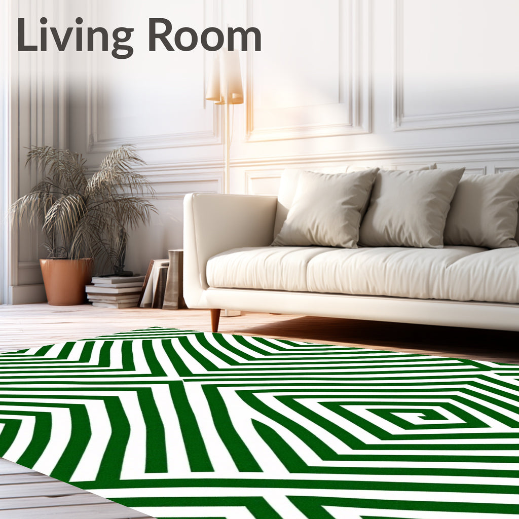 Modern Green Geometric Design Rug