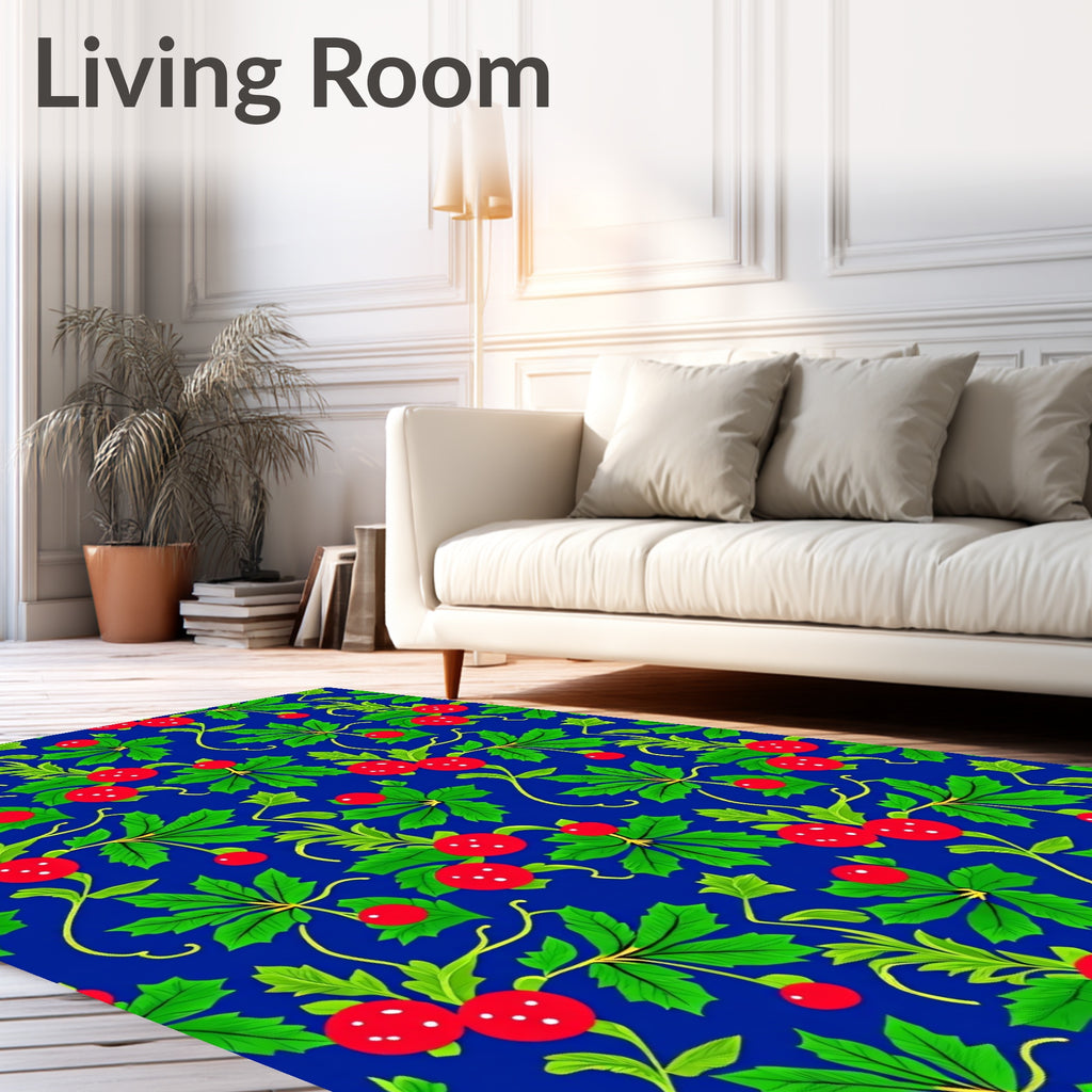 Vibrant Red Berry Vine Flourish Rug