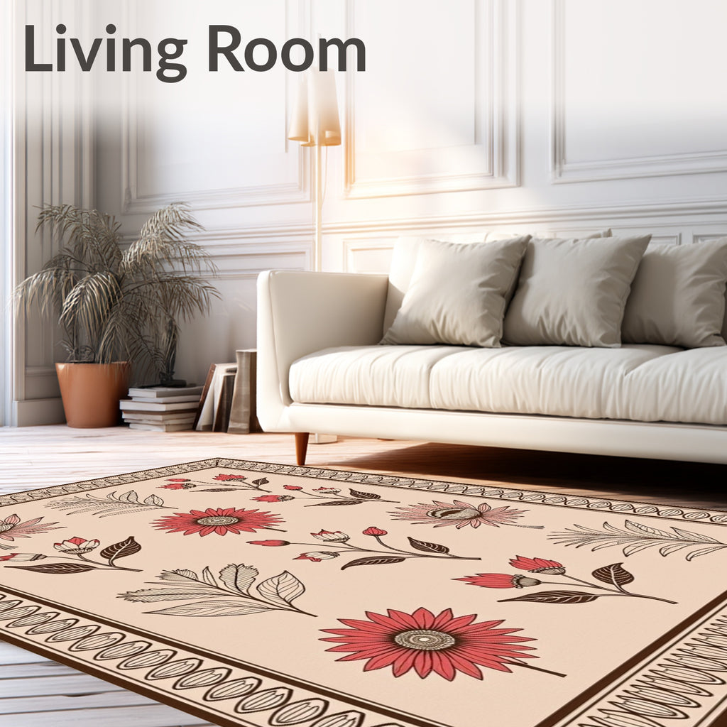 Folk Art Floral Botanical Collection Rug