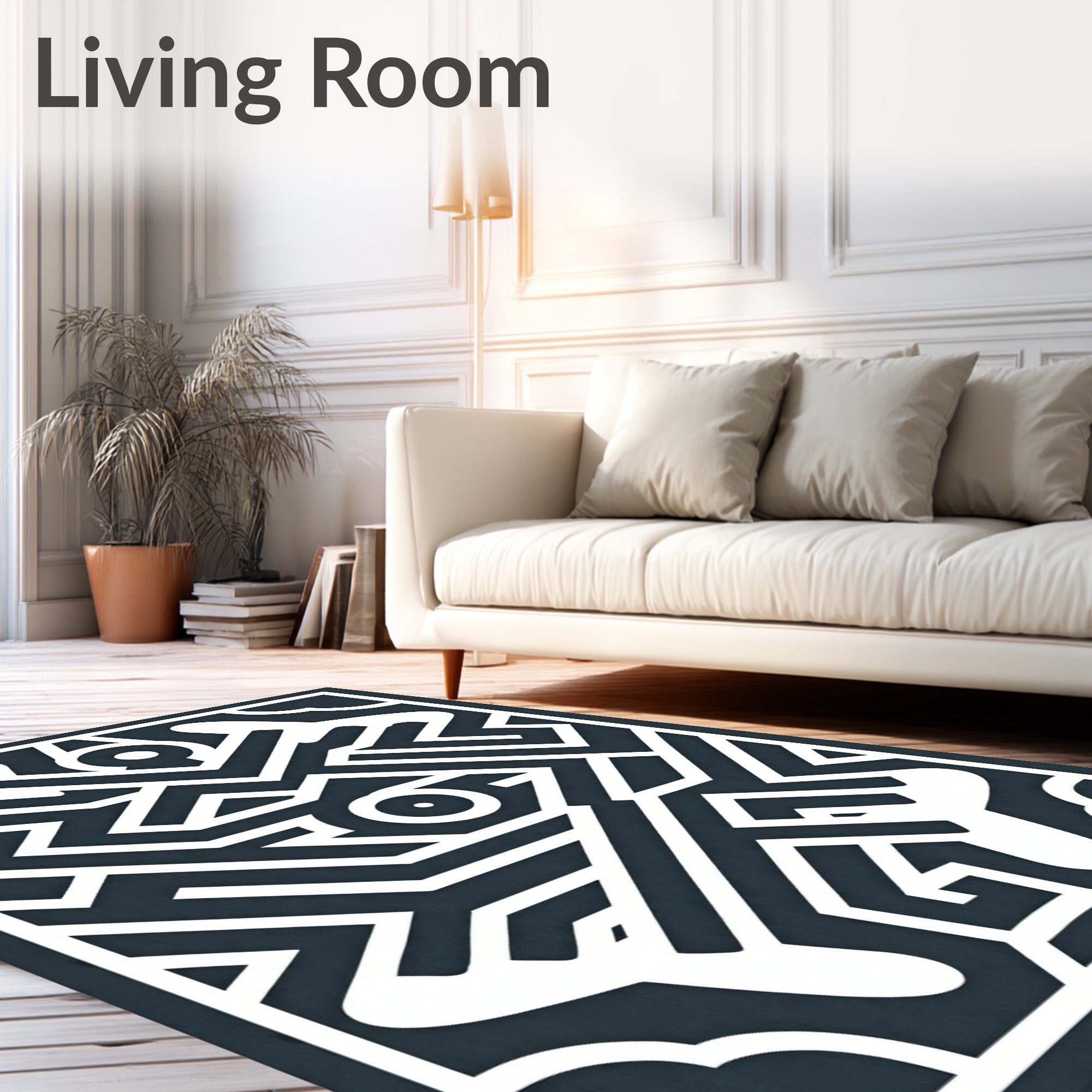 Abstract Geometric Maze Pattern Rug