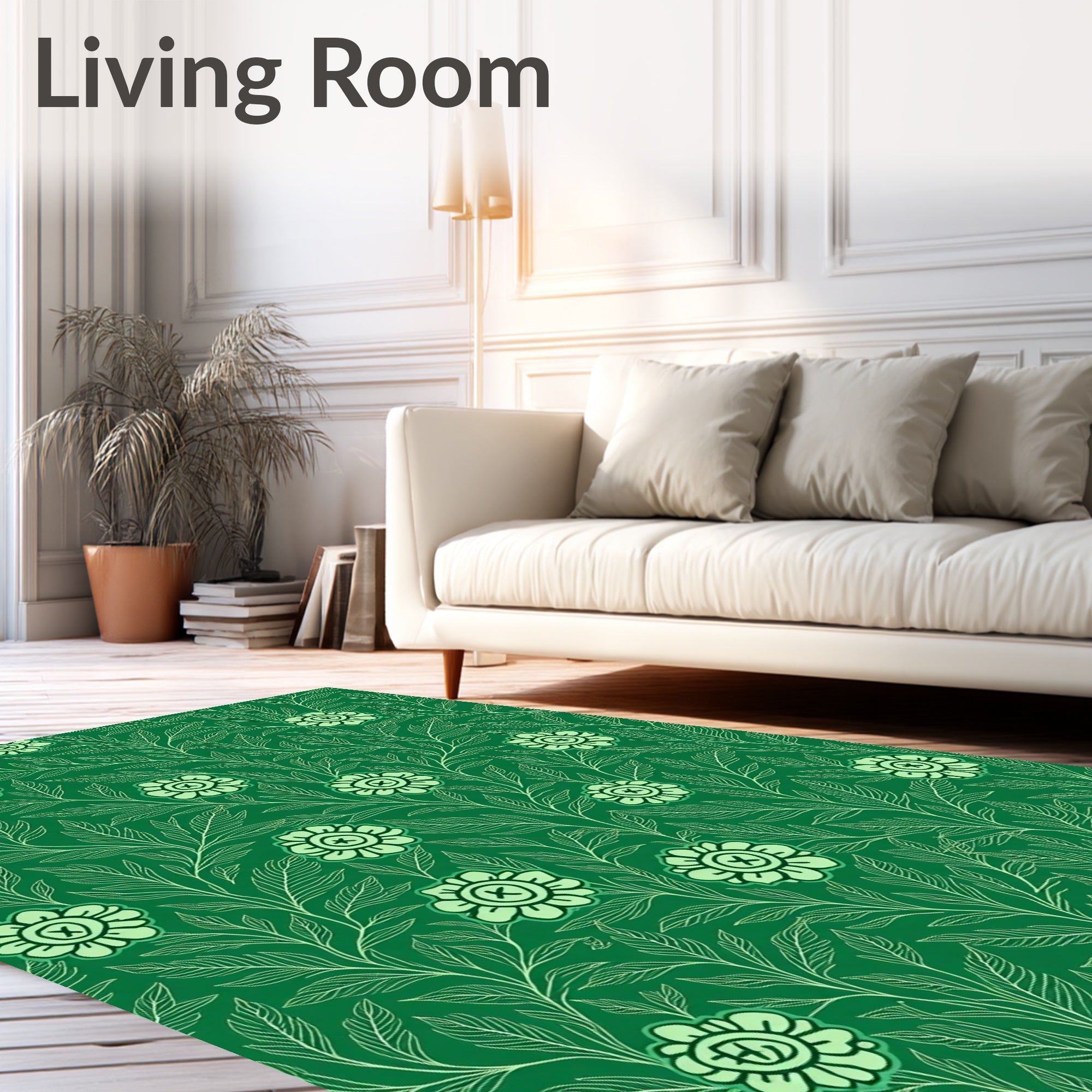 Verdant Floral Vine Pattern Rug