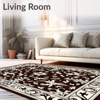 Classical Floral Scrollwork Rich Brown Rug